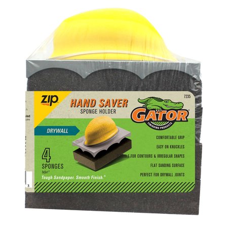 GATOR FINISHING Zip Hand Saver Drywall Sanding Sponge Holder with 4 Sponges 723504